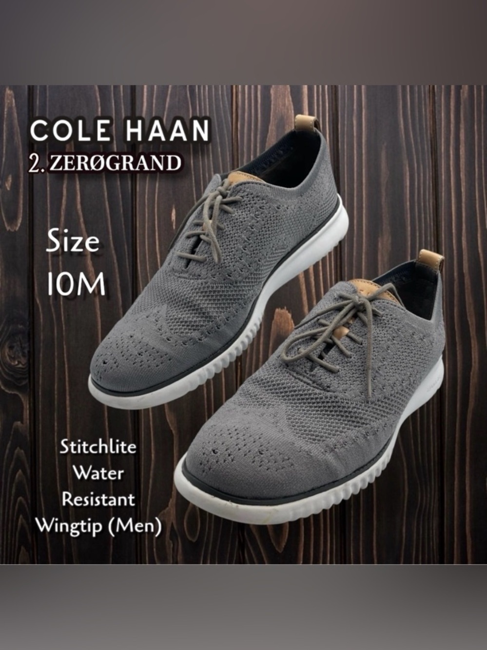 Cole Haan 2.ZeroGrand Stitchlite Water Resistant
Wingtip (Men) Size 10 Ironstone - Picture 1 of 16